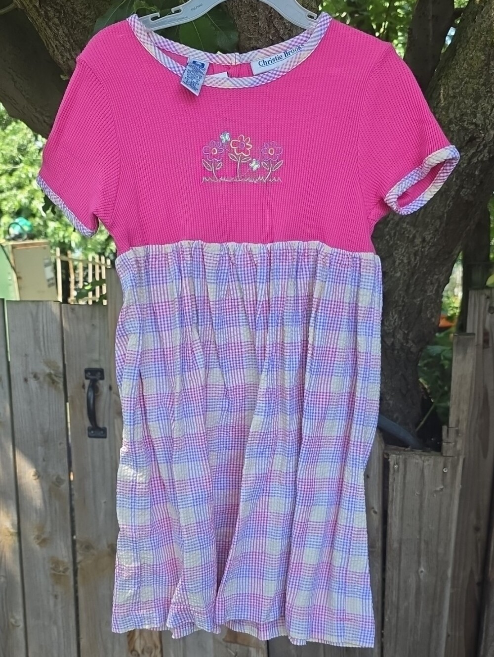 Christian Dior Girls' Pink Plaid Casual Dress